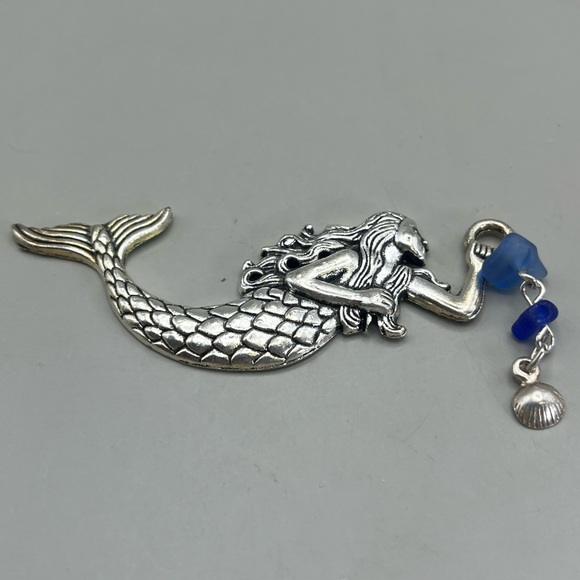Silver Mermaid Pendant with Blue Accents Bookmark - Picture 1 of 4